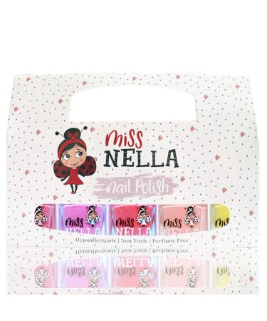 Miss Nella SUMMER SPARKLE - Pack of 5 children's nail polish with peel-off formula water-based non-toxic - nail polish for children - Buy Online on GoSupps.com