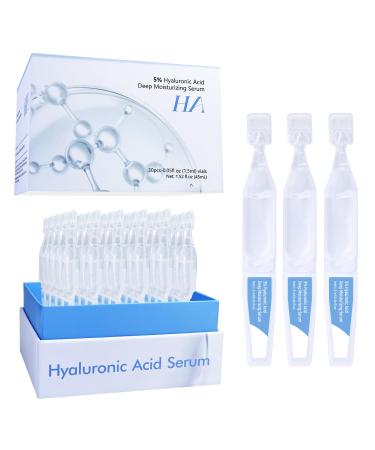 5% Hyaluronic Acid Serum Ultra Moisturizing & Elastic Skin - Wake Nature Perfection Hyaluronic Acid - Anti-Aging Serum for Face Single-Use Vials Skincare - Repair Sensitive Skin (1.5 ml)*30