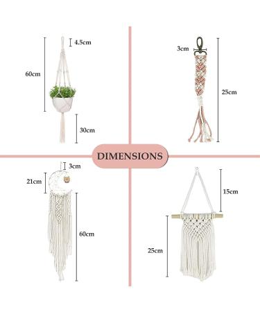 4-in-1 Macrame Kit for Adults - Wall Hanging, Plant Hanger, Dreamcatcher, Keychain with Instructions and Tutorials - Buy Online on GoSupps.com
