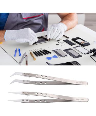 Stainless Steel Curved Tweezers Set 2 Pieces for Precision Electronic Repair | International Shipping - Buy Online on GoSupps.com