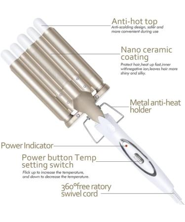 RWeLit 5 Barrel Waver Curling Iron - Nano Tourmaline Ceramic Hair Crimper for Beautiful Curly Waves - Buy Online on GoSupps.com