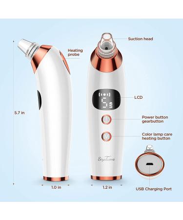 Blackhead Remover Vacuum Pore Cleaner with 5 Suction Power & 5 Probes - Electric USB Rechargeable Extractor for Facial Acne, Whitehead, and Comedone Removal - Includes Hot Compress & 3 Beauty Lamps - Siyaluens Model2 - Buy Online on GoSupps.com