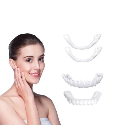 Fake Teeth  4 PCS Veneers Dentures Socket for Women and Men  Dental Veneers for Temporary Tooth Repair Upper and Lower Jaw  Protect Your Teeth and Regain Confident Smile  Bright White-B cd-272
