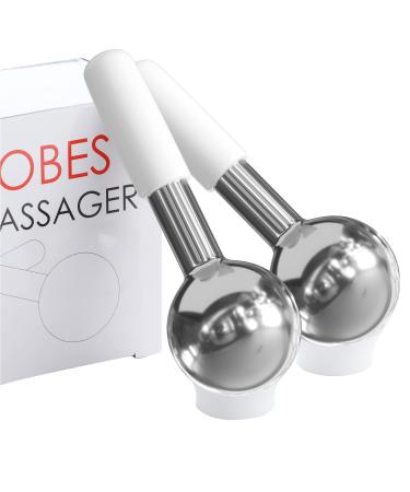 Unbreakable Stainless Steel Ice Globes for Facials Cooling Roller for Face Neck & Eyes Cryo Sticks for Skin Care Targets Dark Circles Puffiness Wrinkles and Collagen Productions White