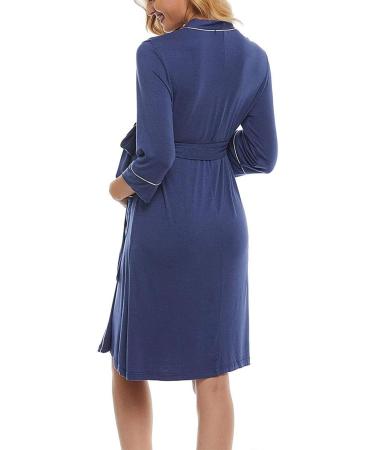 OCCIENTEC Women's Maternity Nursing Robe and Nightgown Set in Navy - Comfortable and Stylish Delivery and Breastfeeding Attire - Buy Online on GoSupps.com