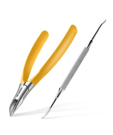 MR.GREEN Toenail Clippers Stainless Steel Ingrown Nail Cutter Thick and Hard Nails Pedicure Manicure Tools (Orange+Nail Remover)