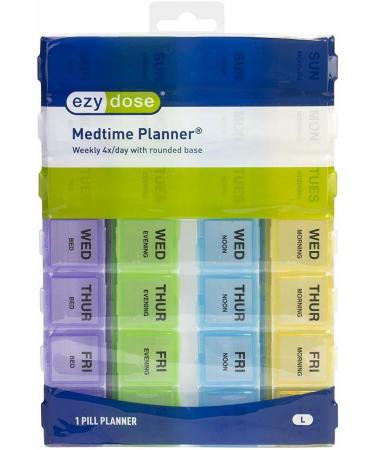 EZY DOSE Weekly Pill Case - 7-Day Medicine Planner & Vitamin Organizer Box Large Compartments 4 Times a Day BPA Free International Shipping - Buy Online on GoSupps.com