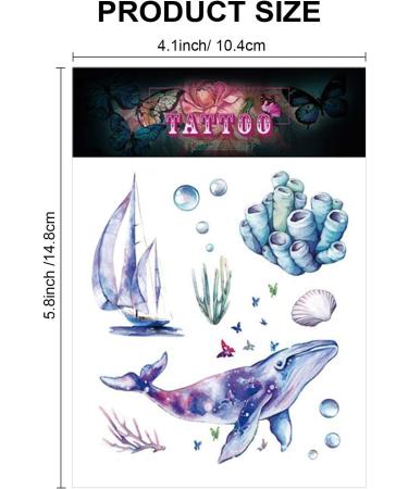 120pcs Ocean Animals Temporary Tattoos for Kids - Waterproof Sea Creatures Shark, Dolphin, Fish - Baby Shower Birthday Party Favor - Buy Online on GoSupps.com
