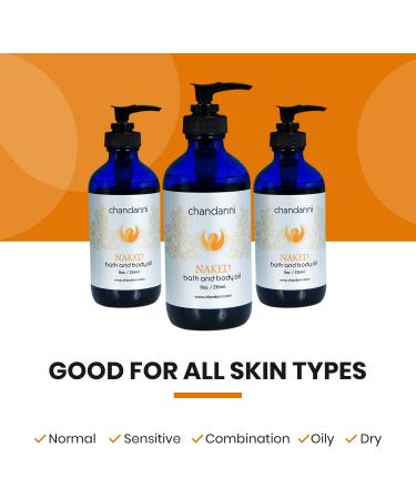 Chandanni Organic Naked Body Massage Oil & Bath Oil - 8oz | Deep Hydration with Sesame Sunflower Jojoba & Ylang Ylang | Nourishing Massage Oil for Men & Women - International Shipping - Buy Online on GoSupps.com