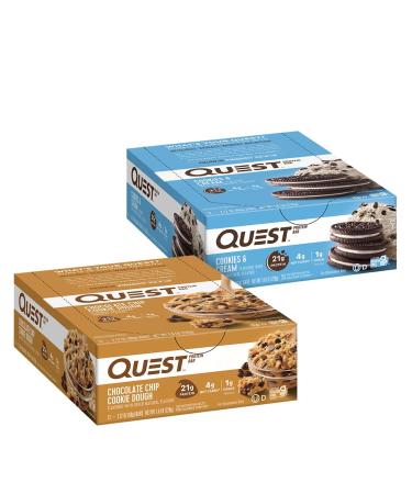 Quest Nutrition Favorites Bundle Chocolate Chip Cookie Dough & Cookies and Cream Protein Bars