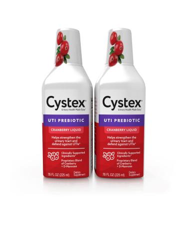 Cystex Urinary Tract Infection Support, Cranberry Prebiotic Supplement for UTI Protection & Urinary Health Maintenance, D-Mannose & Vitamin C, 7.6 oz (2 Pack) Liquid (2 Bottles)