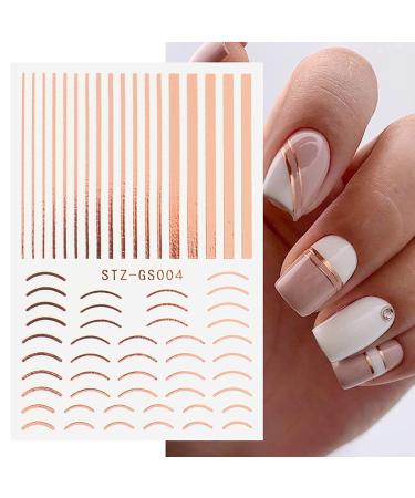 6 Sheet Gold French Fashion Line Nail Art Stickers Decals - Self-Adhesive 3D Nail Decals for Luxury Nail Design and Supply - Buy Online on GoSupps.com