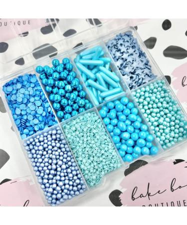 Sprinkle box blue metallic dark blue stars rods pearls Sprinkles for cupcake cookies cake toppers pearls chocolate balls 100s and 1000s birthday decoration topper sprinkle mix blend BLUE SPRINKLE BOX