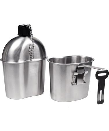 Goetland Stainless Steel WWII US Military Canteen Kit 1QT with 0.5QT Cup and Nylon Cover - Buy Online on GoSupps.com