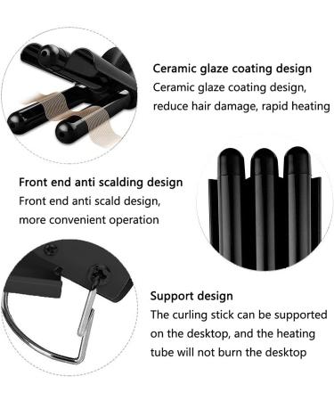 3 Barrel Curling Iron 25mm Hair Curler Hair Waver Wand Adjustable Temperature with 2 Temperature Control for Long or Short Hair Styling Curling Iron Large Wave Ceramic Wide Hair Crimpers Black - Buy Online on GoSupps.com