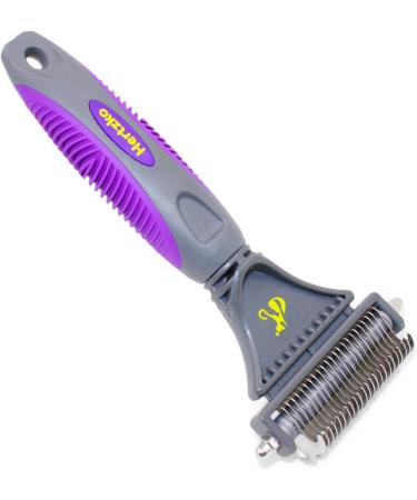 Hertzko Premium Dematting Tool for Dogs and Cats - Deshedding Brush and Matt Breaker - Ideal for Removing Matted Fur and Undercoat - Large Purple - Buy Online on GoSupps.com
