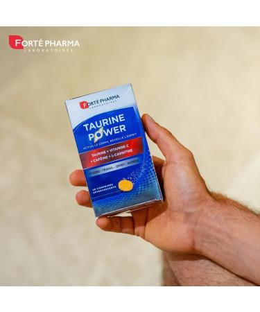 Fort Pharma - Taurine Power - Food Supplement - Energy Booster Anti Fatigue Boost Shot - Caffeine Vitamin C L-Carnitine Magnesium - Citrus Taste 30 Effervescent Tablets 1/day - Buy Online on GoSupps.com