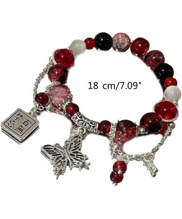 Vsilay Lianxue Colorful Beaded Butterfly Pendant Bracelet - Chinese Style Hand Jewelry for Women & Girls - Buy Online on GoSupps.com