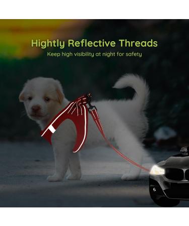 Bella & Pal Dog Harness for Small Dogs - Step-in Air Mesh Leash & Reflective Breathable Breastwear - Ideal for Puppies & Cats - Size S (35-40cm) - Stylish Red - Buy Online on GoSupps.com