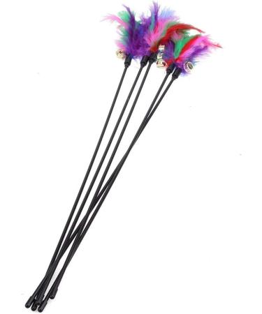 5pcs Cat Feather Toys Cat Wand Interactive Stick Toy Wire Chaser Wand Interactive Feather Cat Toy for Cat Kitten Pet (63cm) - Buy Online on GoSupps.com