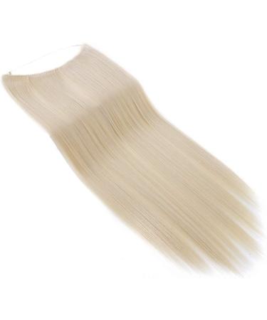 Silk-co One Piece Wire in Hair Extensions 24 inch Long Straight Hairpiece No Clip Synthetic Hair Wire String Bleach Blond - Buy Online on GoSupps.com
