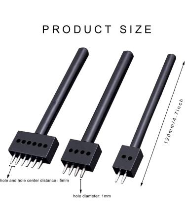 3pcs 5mm Prong Punch Tool Set for Leather Craft - Circular Cut Lacing Stitching Chisel DIY Kit - Buy Online on GoSupps.com