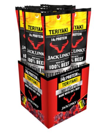 Jack Link's Beef Steak Jerky Bites, Teriyaki Flavor, On-the-Go Poppable Meat Snack, 14g of Protein and 110 Calories, Made with Premium Beef, 12 Ounce Snack Bags (Pack of 8) Teriyaki 1.5 Ounce (Pack of 8)