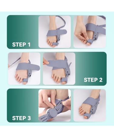 Ergonomic Bunion Corrector for Men & Women | Adjustable Orthopedic Toe Straightener with Comfort Silicone Pad | Effective Big Toe Bunion Relief (Grey - Buy Online on GoSupps.com