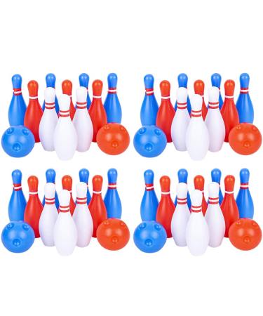 Gamie Bowling Set for Kids, 4 Mini Sets, Each Set Includes 10 Pins and 2 Balls, Durable Plastic Indoor and Outdoor Game, Fun Carnival and Birthday Party Activity for Boys and Girls