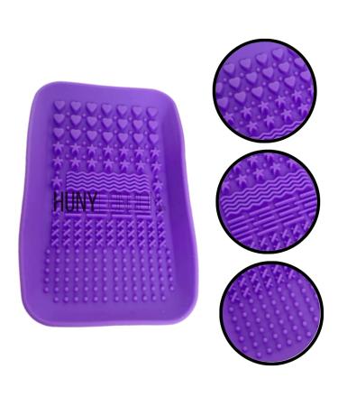 Silicone Makeup Brushes Cleaning Mat | Portable Purple Cosmetic Scrubber Pad - HUNYLONDON - Buy Online on GoSupps.com