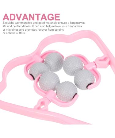 Healvian Neck Massage Roller - Shiatsu Deep Tissue Trigger Point Relief | Manual Self Muscle Massage Device for Neck & Shoulders - Pink - Buy Online on GoSupps.com