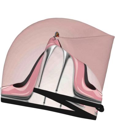 High Heel Shoes Butterfly Microfiber Hair Towel | Soft Super Absorbent Quick Dry Wrap for Long Curly & Thick Hair - Coral Velvet for Women - Buy Online on GoSupps.com