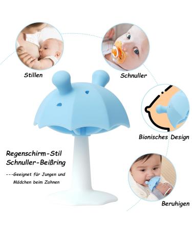 Bite Ring Baby - BPA Free Silicone Suction Foot Toy for Boys & Girls | Blue Umbrella Design | Safe & Fun Teething Solution - Buy Online on GoSupps.com