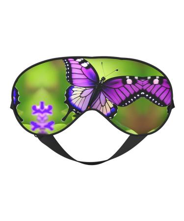 SSIMOO Butterfly Purple Print Ultra-Soft Light-Blocking Eye Mask for Optimal Comfort and Restful Sleep Black