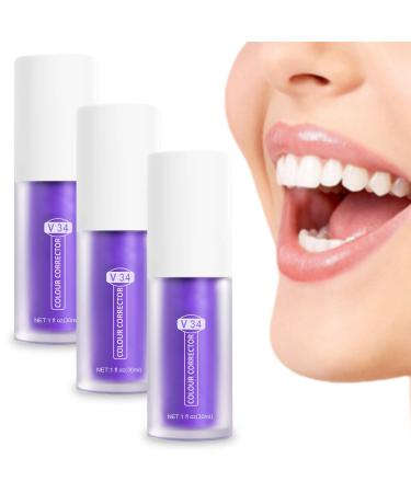 V34 Purple Sensitive Teeth Toothpaste Blueberry Teeth Color Corrector Radiance Enhancing Oral Care 3Pcs