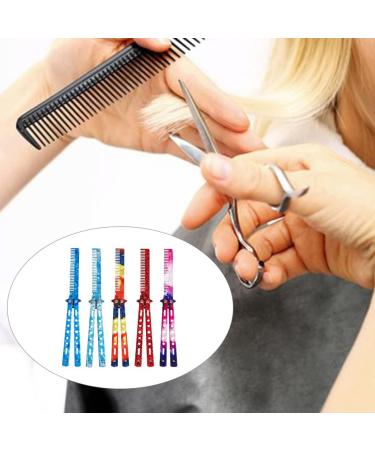 Butterfly Knife Comb Stainless Steel Comb Trainer Unsharpened Slice Butterfly Training Comb for Beginner Aqua Blue - Buy Online on GoSupps.com