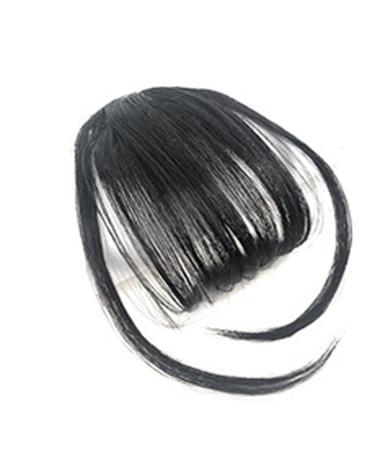 Bangs Hair Clip in Bangs Wispy Bangs with Temples Hairpieces for Women Clip on Air Bangs Flat Neat Bangs Hair Extension for Daily Wear (Black)