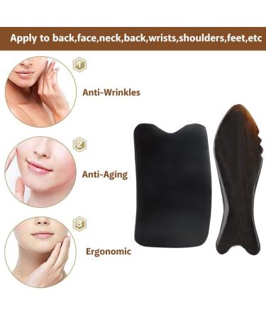 Gua Sha Scratching Board Massage Kit - Buffalo Horn Facial & Neck Therapy for Muscle Pain Relief - Buy Online on GoSupps.com