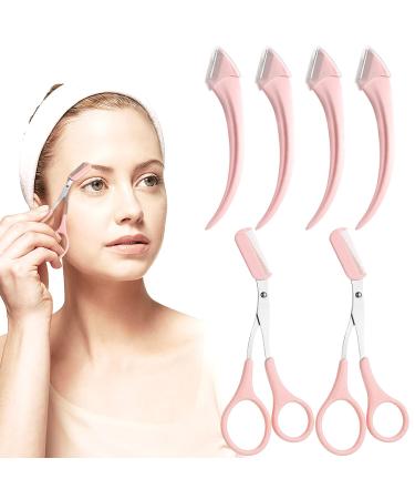 6PCS Eyebrow Trimmer Set Stainless Steel Curved Eyebrow Razor Eyebrow Scissors With Comb, Beauty Tool for Beginners Suitable for Any Skin Type Hair Removal Accessories for Men Women