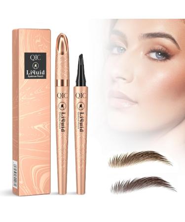 2024 New Magic Eyebrow Pencil with 4 Fork Tip 3D Microblading Eyebrow Pencil Natural Makeup Fine Stroke Magic Eyebrow Pencil Long-Lasting Natural Waterproof Eyebrow Pencil Stay on All Day Light Coffee + Dark Coffee