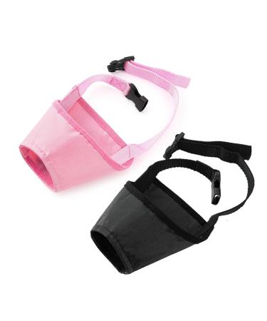 2 Pcs Muzzle For Small Dog Dog Muzzle For Small Dog Muzzle Dog Muzzle with Adjustable Loop and Soft Pad Dog Training Muzzle Prevent for Barking Biting and Chewing (Black Pink S)