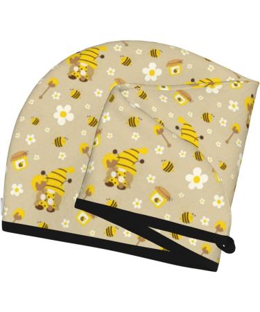 Hair Towel Wrap with Button Quick Drying Towel Turban & Cute Bee Gnomes Design for Effortless Hair Care - Buy Online on GoSupps.com