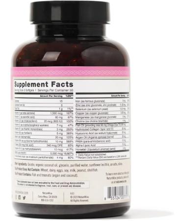 NatureWise Hair Skin and Nails Vitamin 5000mcg Biotin Collagen & Hyaluronic Acid - Non-GMO Gluten Free - 150 Softgels for Women - Buy Online on GoSupps.com