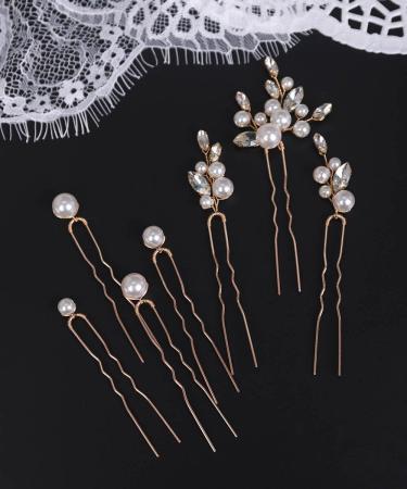 Chargances 7 Pieces Bridal Pearl Bobby Hair Pins Wedding Crystal Beaded Hair Pins Elegant Pearl Wedding Hair Accessories for Women and Girls (Gold) - Buy Online on GoSupps.com
