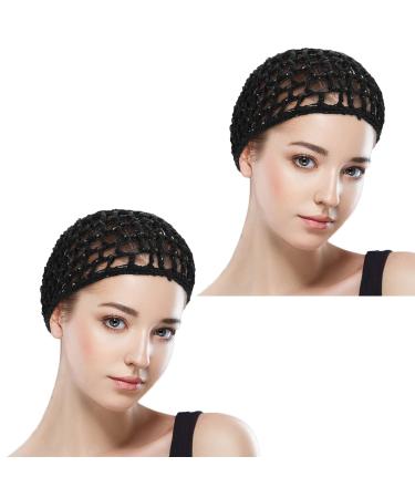 2 PCS Black Mesh Hair Net Caps for Women - Long Straight/Curl Wig Snood Wrap Bonnets with Bun Lift Strap - Ideal for Sleeping, Cooking, Ballet - Buy Online on GoSupps.com