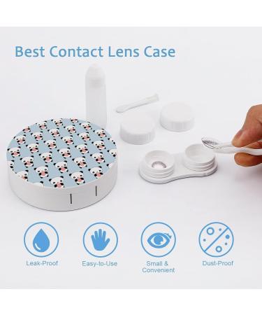 Cute Panda Heart Round Case For Contact Lens Kit Storage Box with Mirror Printed - Buy Online on GoSupps.com