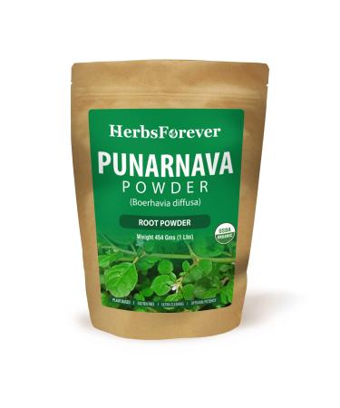 HerbsForever Punarnava Powder  Boerhaavia Diffusa  Helps to Maintain Healthy Urinary Tract and Kidney Function  Non GMO Organic Vegan  454 GMS