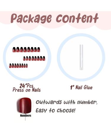 Shop BABALAL Halloween Press on Nails - Medium Coffin Black Red Goth - 24 Pcs Glossy Ballerina Acrylic Fake Nails for Women & Girls - Buy Online on GoSupps.com