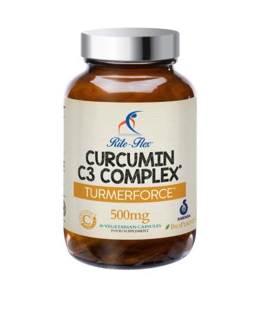 Turmerforce Curcumin C3 Complex 500mg by Rite-Flex w/BioPerine Non-GMO Gluten Free - 500mg Curcumin C3 Complex Extract - 30 Easy-to-Swallow Vegan Capsules Equivalent to 30 000mg Turmeric Powder
