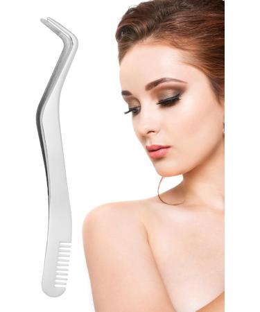 Eyeline Stainless Steel Tweezers for Lash Extensions - Eyelash Applicator with Comb | Perfect for False Eyelashes | Silver - Buy Online on GoSupps.com